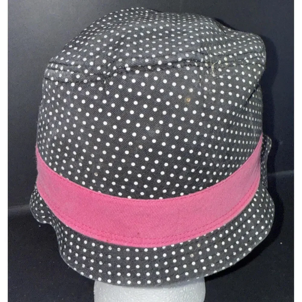 Hello Kitty Black Pink Y2K‎ Cat Cartoon Polka Dot Y2K Bucket Hat